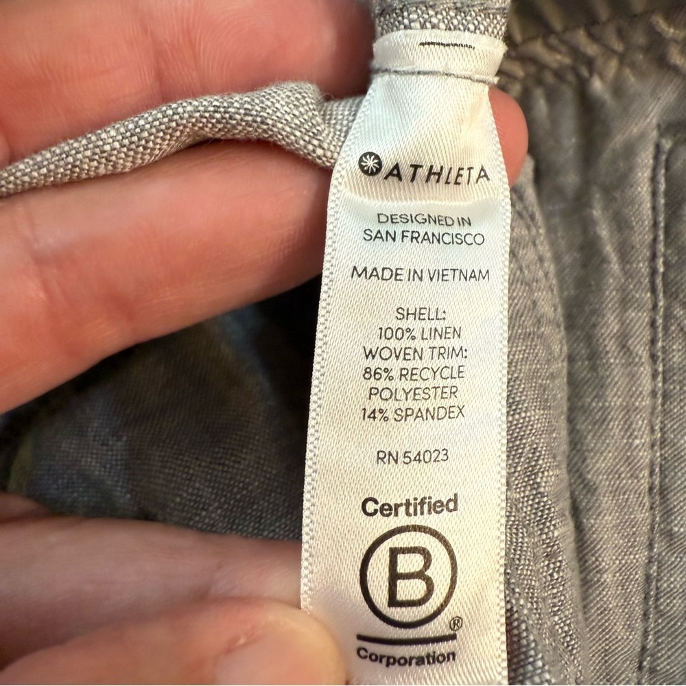 Athleta women Heather Gray Joggers linen elastic stretch waist size 4 - Picture 7 of 8